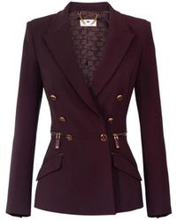 Elisabetta Franchi - Jasje Van Lichtgewicht Crêpe Met Ritssluiting - Lyst