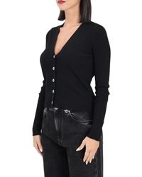 Pinko - Ribgebreide V-Hals Cardigan - Lyst