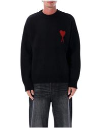Ami Paris - Rode Wol Crewneck Sweater - Lyst