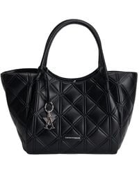 Emporio Armani - Schwarze Stepp-Schultertasche Mit Logo-Anhänger - Lyst