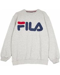 Fila - Hoodies & Sweatvesten ,Grijs ,Klassieke Logo Crewneck Sweatshirt Lichtgrijs - Lyst