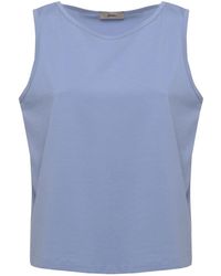 Herno - Tops ,Blauw ,Katoen Top Van Superfijne Katoen Met Stretch - Lyst