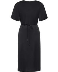 Herno - Kleedjes ,Zwart ,Tie-Waist Midi Jurk - Lyst