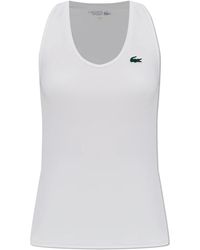 Lacoste - Tops ,Wit ,Leer Sleeveless Top Met Logo Appliqué - Lyst