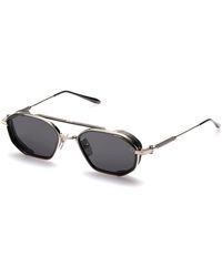 Akoni - Achteckige sonnenbrille in gebürstetem silber/schwarz rhodium - Lyst