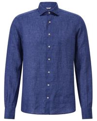 Stenströms - Overhemden ,Blauw ,Linnen Linnen Overhemd Klassieke Stijl - Lyst