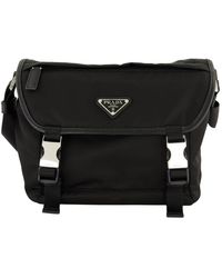 Prada - Tassen ,Zwart ,Nylon Re-Nylon En Saffiano Leren Schoudertas - Lyst