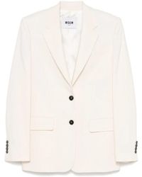 MSGM - Jassen ,Katoen Ivoor Blazer Jas Voorste Knoopsluiting - Lyst