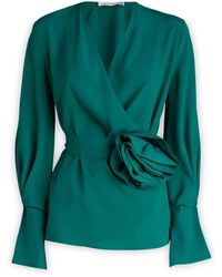 SIMONA CORSELLINI - Overhemden ,Groen ,Stijlvolle Overhemden Collectie - Lyst