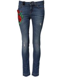 Dolce & Gabbana - Embroidered Floral Detail Jeans - Lyst