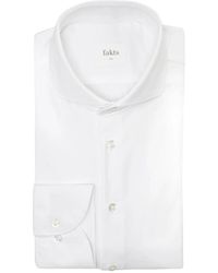 fakts - Overhemden ,Wit ,Leer Slim Fit Leisure Shirt Stretch - Lyst