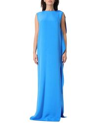 Max Mara - Blaues Flared Midi Kleid Eleganter Stil - Lyst