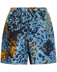 Fendi - Korte Broeken ,Blauw ,Polyester Printed Shorts - Lyst
