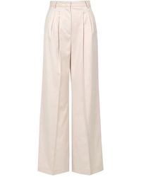 SIMONA CORSELLINI - Cremefarbene weit geschnittene hose mit hoher taille - Lyst