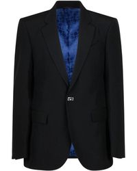 Givenchy - Jassen ,Zwart ,Wol Zwarte Wol Gestreepte Jas Drukknop - Lyst