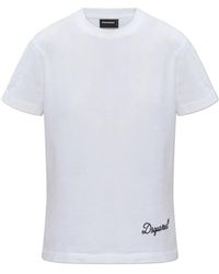 DSquared² - Tops ,Wit ,Katoen Logo T-Shirt - Lyst