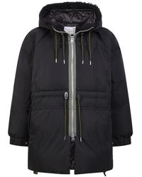 Sacai - Jassen ,Zwart ,Wol Zwarte Donsjas Met Capuchon - Lyst
