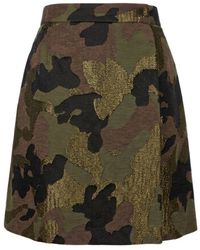 Trussardi - Rokken ,Veelkleurig ,Katoen Camouflage Wrap Mini Rok - Lyst