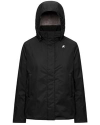 K-Way - Jassen ,Zwart ,Polyester Marlette Twill Soft Beaver Jas - Lyst