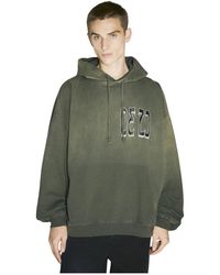 032c - Hoodies & Sweatvesten ,Groen ,Katoen Logo Print Bubble Hooded Sweatshirt - Lyst
