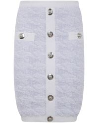 Balmain - Tweed Knielengte Rok Met Knopen - Lyst