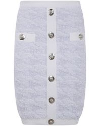 Balmain - Tweed Knielengte Rok Met Knopen - Lyst