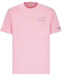 MC2 Saint Barth - Tops ,Roze ,Katoen Roze Katoenen T-Shirt Met Borduurwerk - Lyst