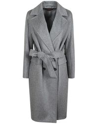 Max Mara - Jassen ,Grijs ,Wol Grijze Wollen Kasjmier Jas Double-Breasted - Lyst
