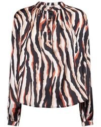 Silvian Heach - Bedruckte Bluse Mit Gerafftem Kragen - Lyst