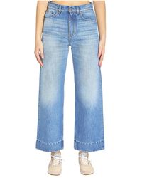 Chloé - Jeans ,Blauw ,Katoen High-Rise Cropped Jeans - Lyst