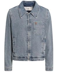 Ami Paris - Jassen ,Blauw ,Katoen De Coeur Zipped Jacket - Lyst
