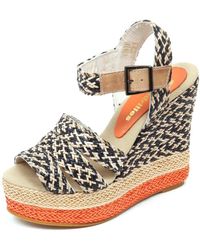 Espadrilles - Schoenen ,Rafia Sleehak Sandaal - Lyst