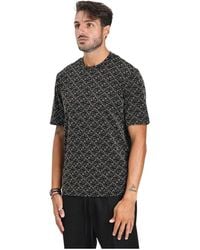 ARMANI EXCHANGE - Schwarzes T-Shirt Mit Kurzen Ärmeln Und Logo-Stickerei - Lyst