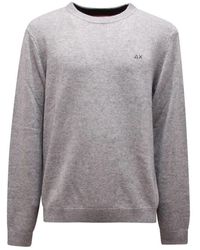 Sun 68 - Wollmischpullover Hellgrau Modell - Lyst