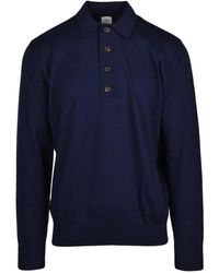 Eleventy - Tops ,Blauw ,Katoen Polo Van Gebreid Katoen - Lyst