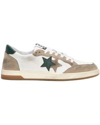 2Star - Handgemaakte Italiaanse Sneakers Wit Taupe Groen Mannen - Lyst