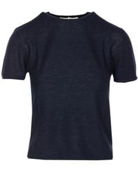 Lisa Yang - Tops ,Blauw ,T-Shirt Met Ronde Hals En Korte Mouwen - Lyst