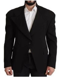 Dolce & Gabbana - Kostuums ,Zwart ,Wol Peak Revers Zwart Blazer Jas - Lyst