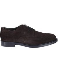Tod's - Bruine Suède Derby Schoenen Met Brogue - Lyst