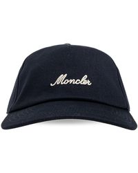 Moncler - Accessoires ,Blauw ,Katoen Cotton Gabardine Baseball Cap - Lyst