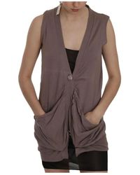 Pink Memories - Braune Ärmellose Strickjacke Mit Logodetails - Lyst