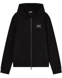 EA7 - Hoodies & Sweatvesten ,Zwart ,Zip-Through Sweatshirt - Lyst