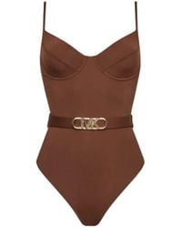 Michael Kors - Bañador De Una Pieza Con Cinturón Con Logo, Mujer, Talla - Lyst