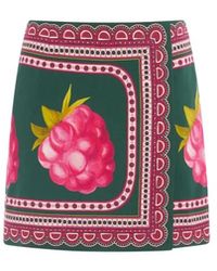 La DoubleJ - Rokken ,Veelkleurig ,Satijn Romantic Raspberry Print Mini Rok - Lyst