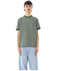 Lacoste - Tops ,Groen ,Katoen Monogram Jacquard T-Shirt - Lyst