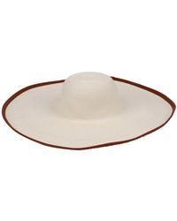 Max Mara - Sombrero de paja blanco tullia con ribete marrón - Lyst