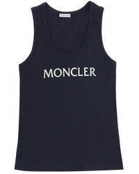 Moncler - Camiseta sin mangas a rayas con estampado de logotipo - Lyst