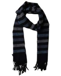 Paul & Shark Striped Wool Scarf With Logo - Blauw
