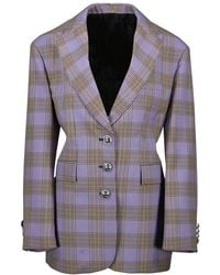 Rabanne - Jassen ,Veelkleurig ,Wol Geruite Oversized Blazer - Lyst
