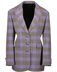 Rabanne - Jassen ,Veelkleurig ,Wol Geruite Oversized Blazer - Lyst